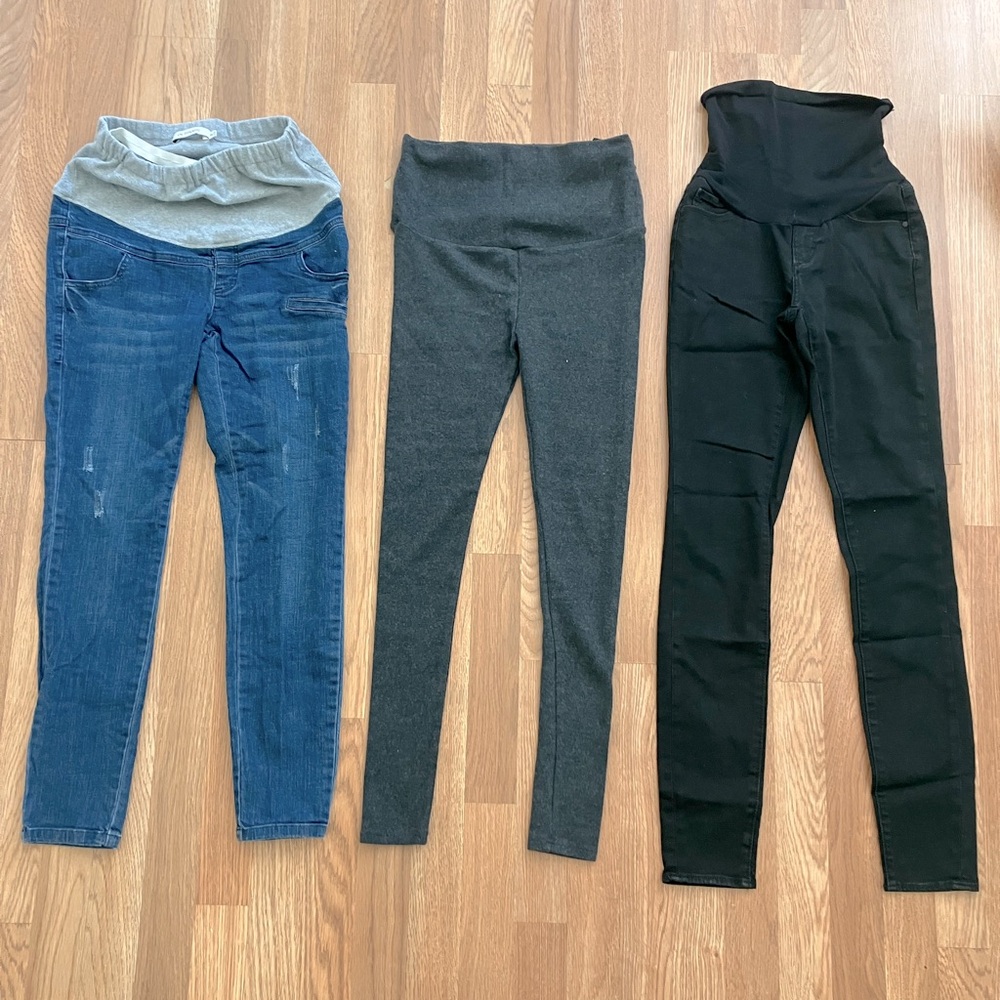 Almost New! Maternity jeans Maternity Leggings Set of 3